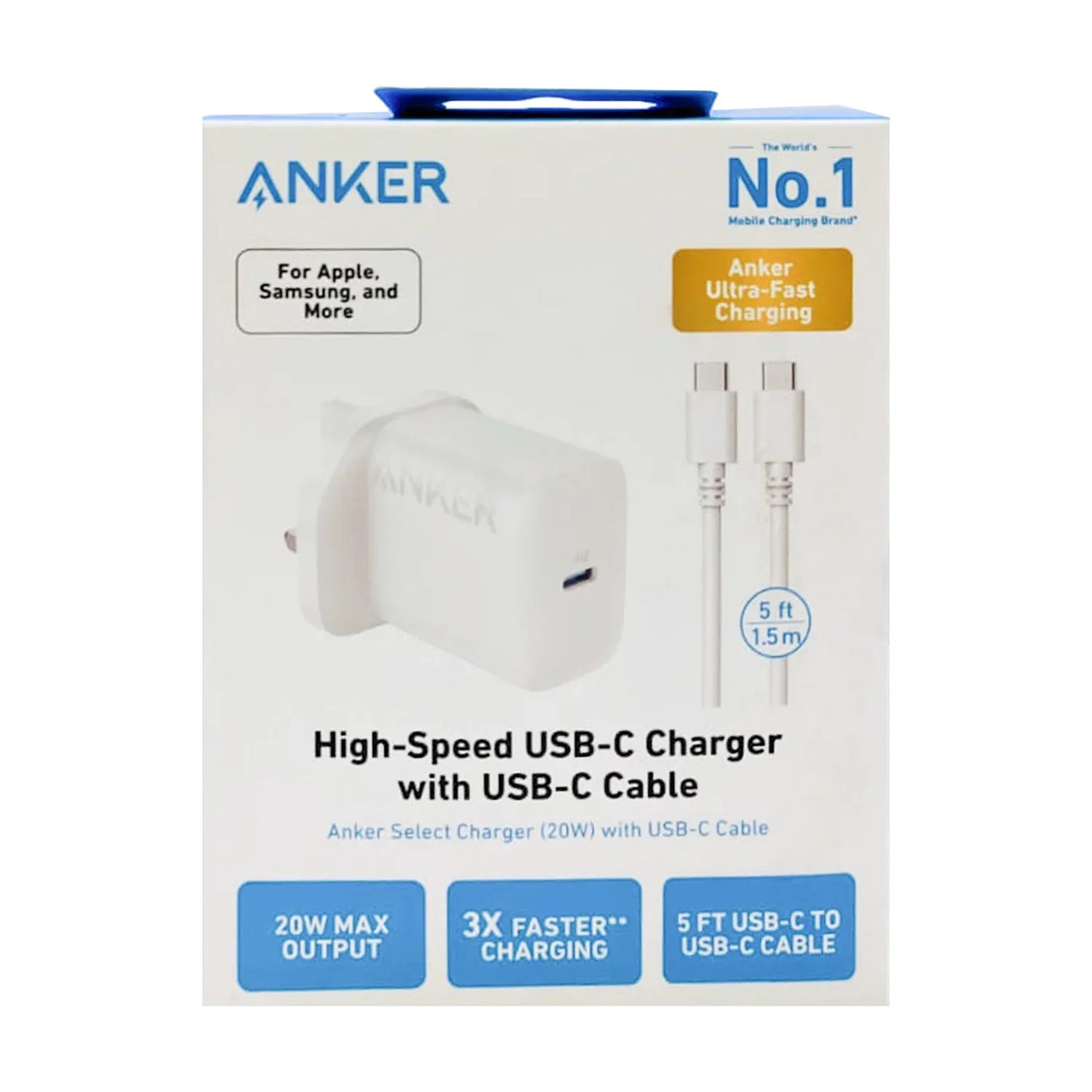 Anker Original 20W High Speed USB-C Charger With USB-C Cable
