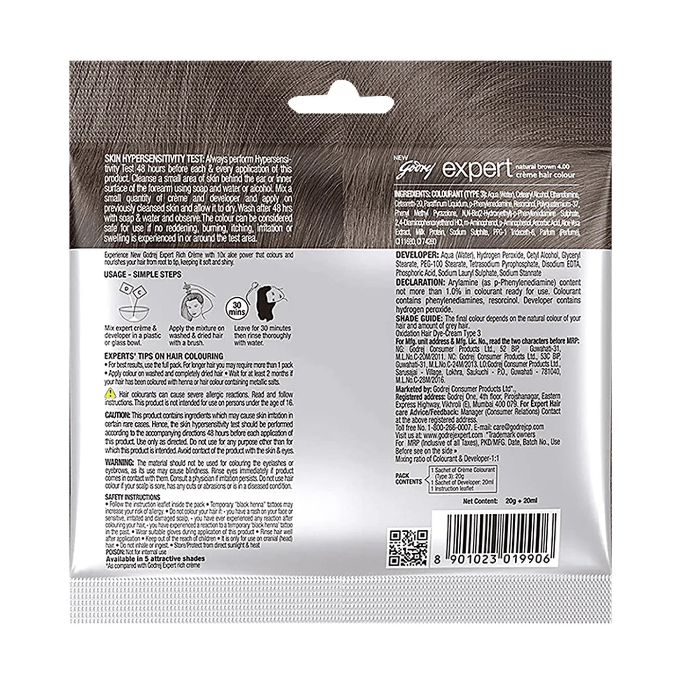 Godrej Expert Rich Creme Hair Color Natural Brown 4.00 - 20ml + 20ml