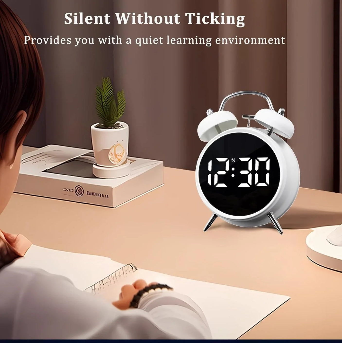Honey Time LED Display Twin Bell Alarm Clock HL-8896-1