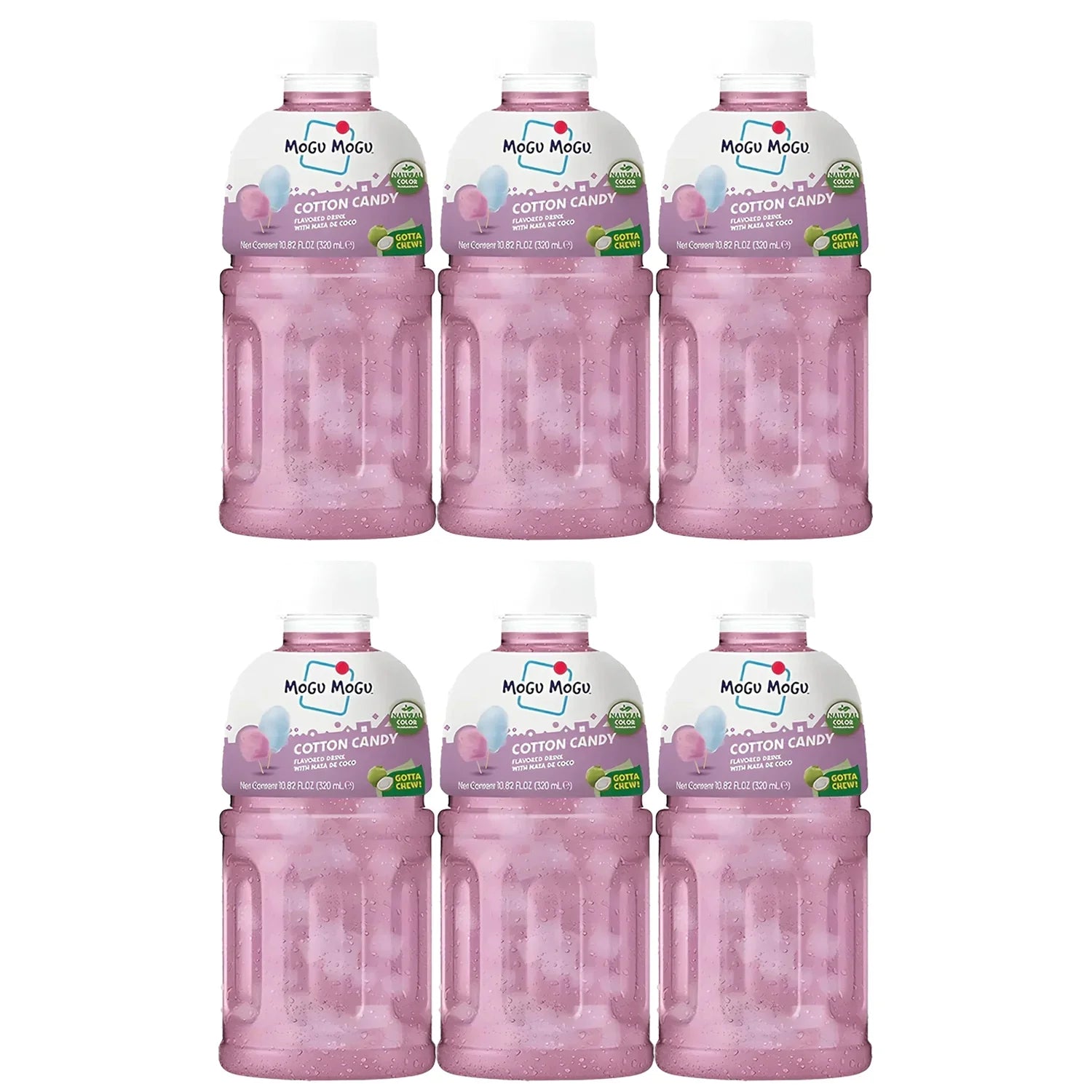 Mogu Mogu Cotton Candy Flavored Drink With Nata De Coco - 320ml × 6 Pcs