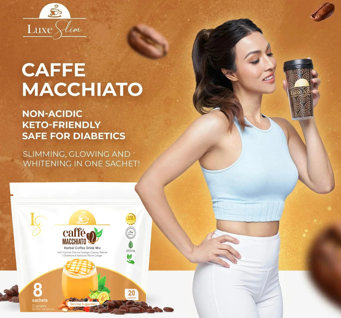 Luxe Slim Caffe Macchiato - 168g (21g × 8 Sachets)