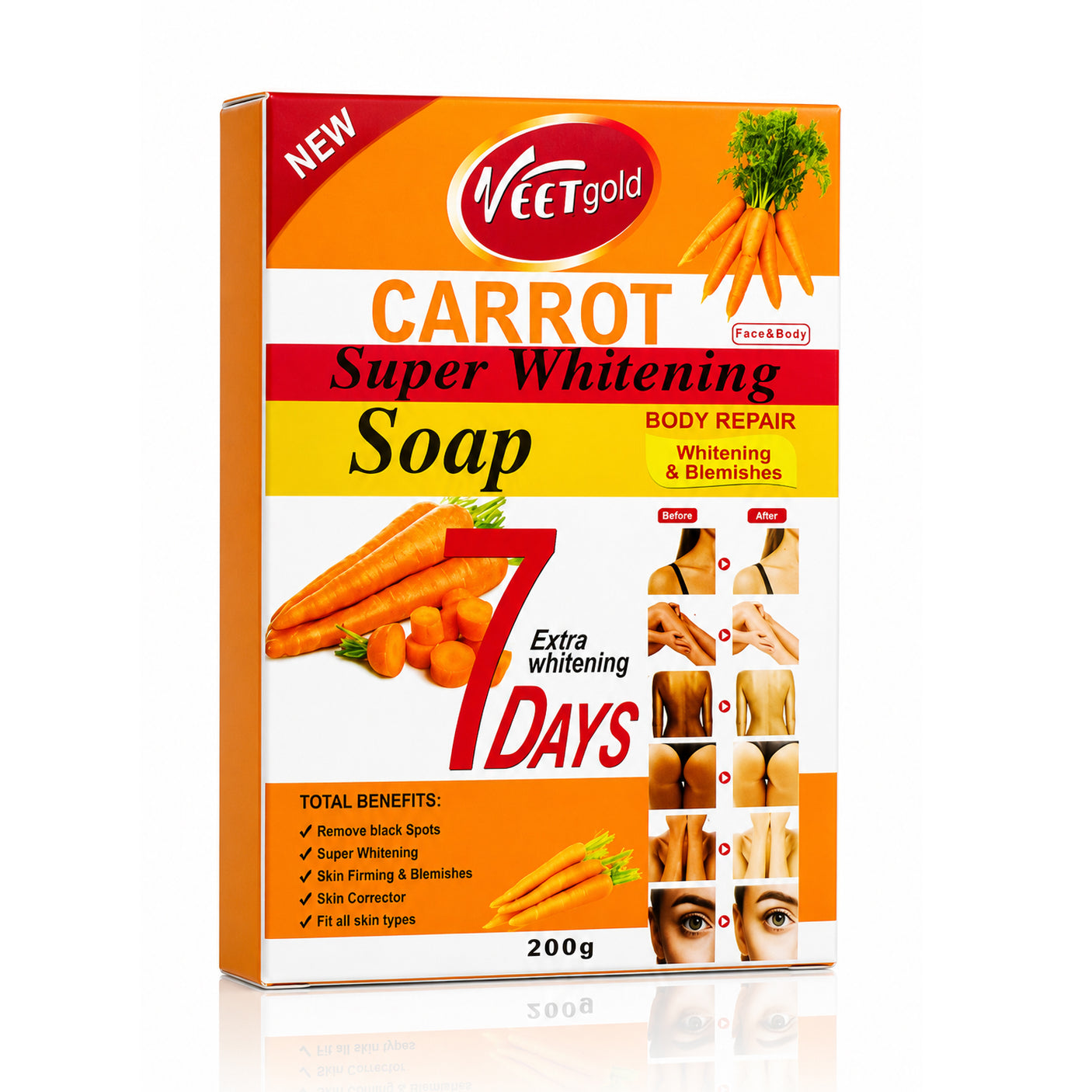 Veet Gold Carrot Super Brightening Body Repair Soap - 200g