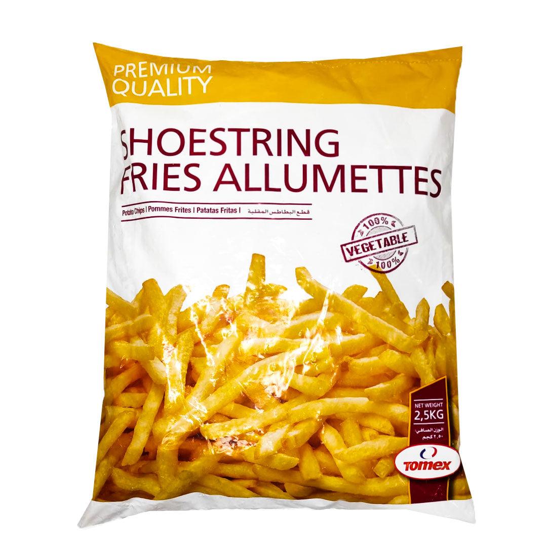 Tomex Premium Quality Unsalted Shoestring Potato French Fries - 2.5KG (Frozen)