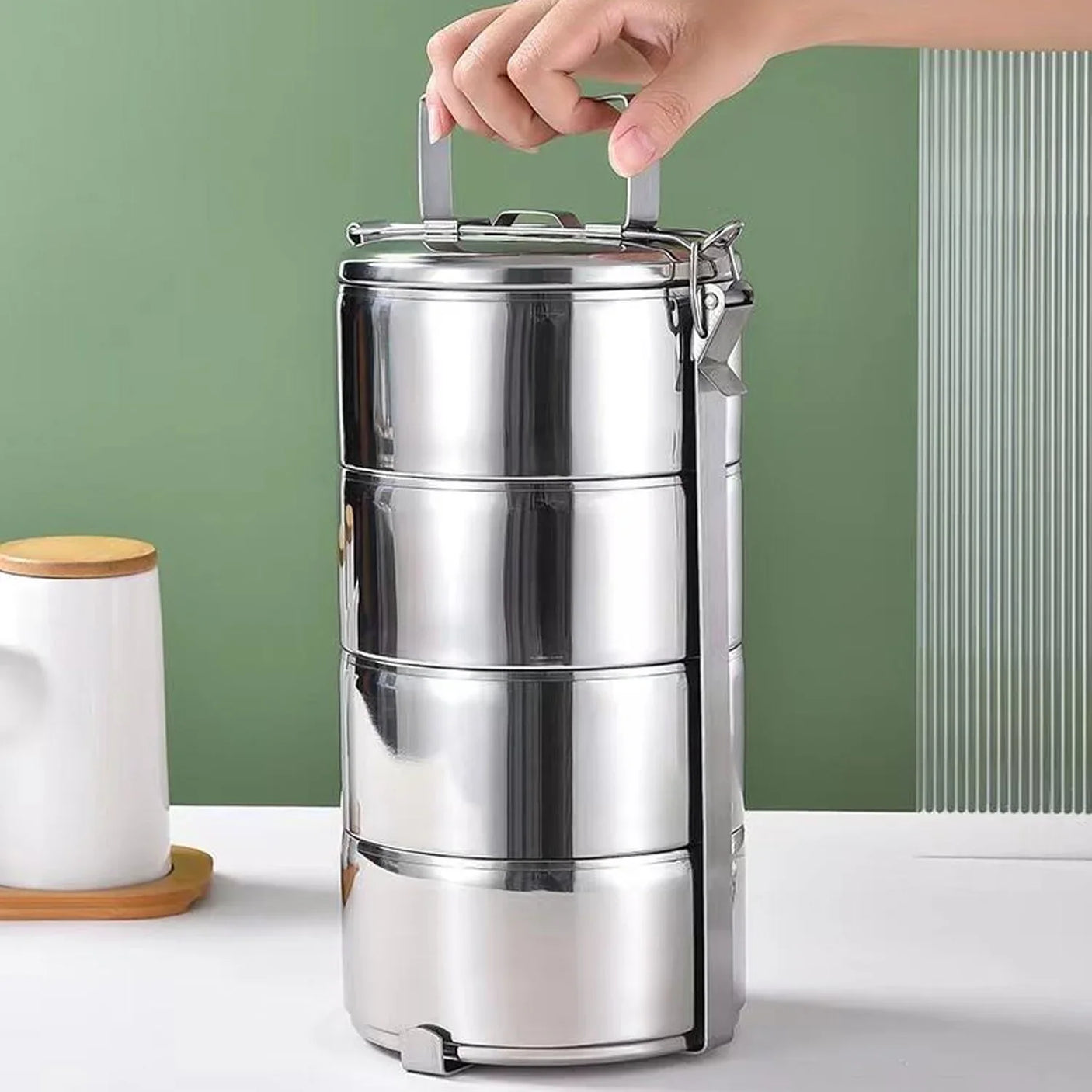 Portable Stainless Steel 4 Layer Food Carrier Set