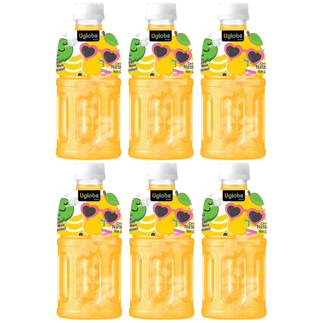 Uglobe Mango Juice Drink With Chew Nata De Coco - 320ml X 6 Pcs