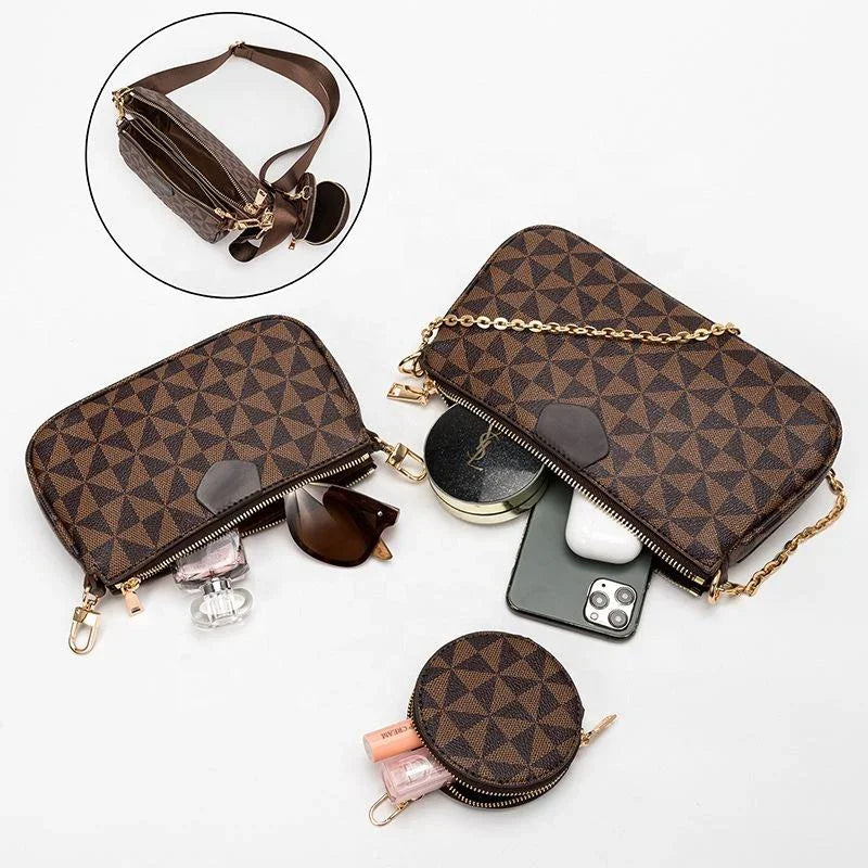 Korean Fashion Two Crossbody Bags With Purse 3 Pcs Set - RD261#