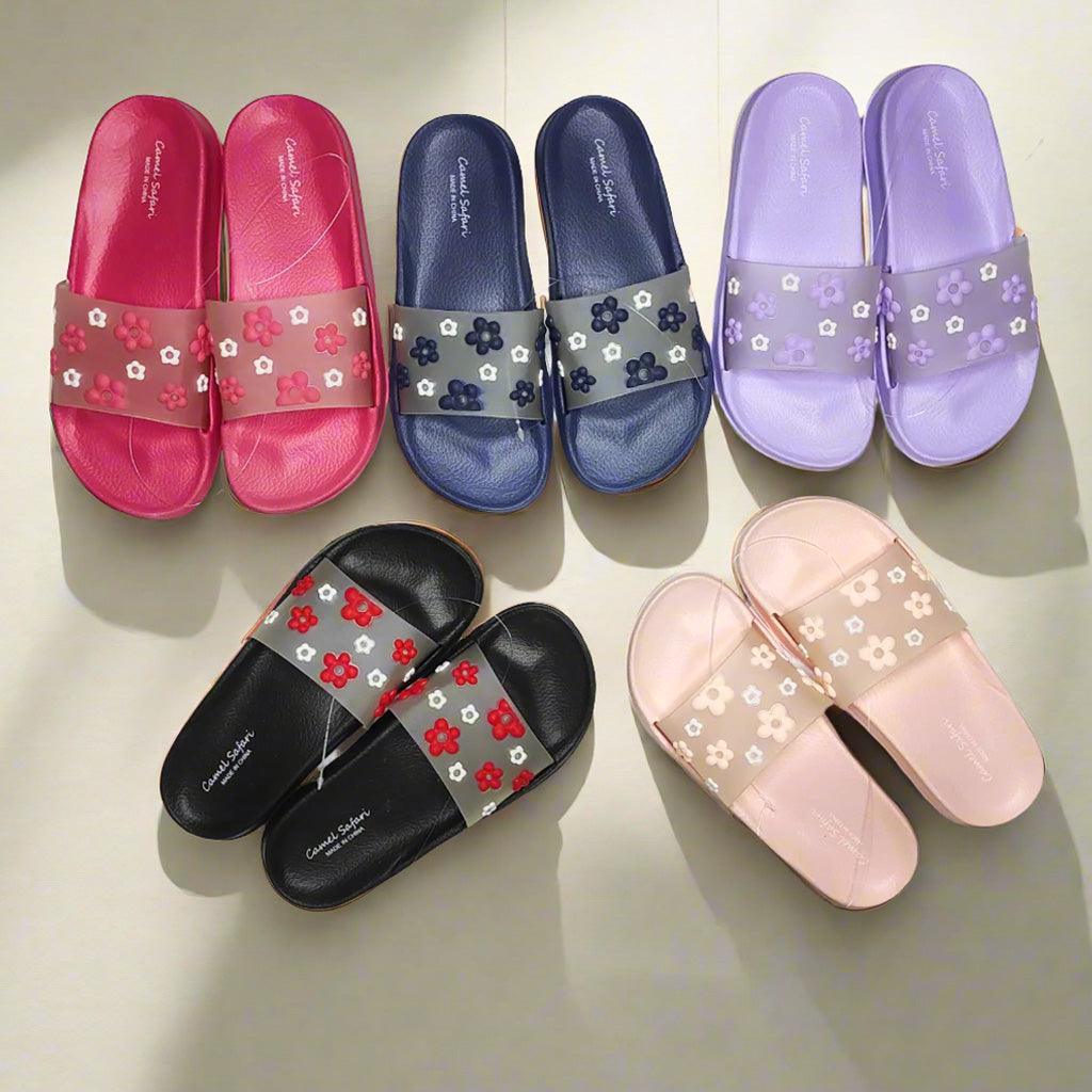 Camel Safari Flower Design Anti-Slip Fashion Slippers