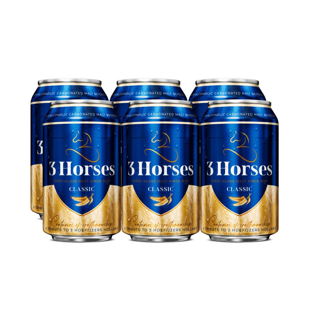 Three Horses First Class Malt Beverage Can Classic - 330ml × 6 Pcs