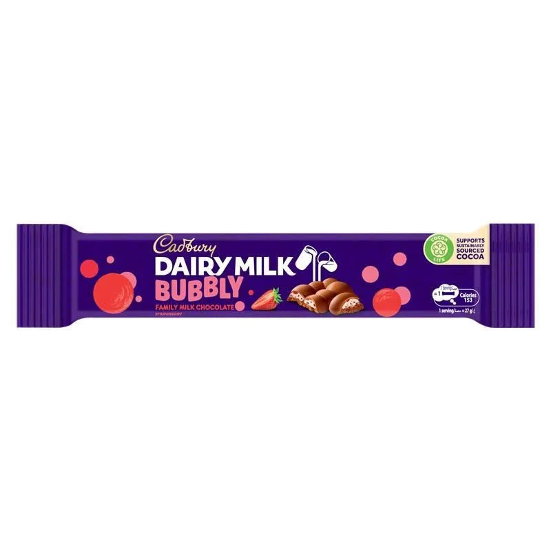 Cadbury Dairy Milk Bubbly Strawberry Chocolate - 27g × 12 Packs