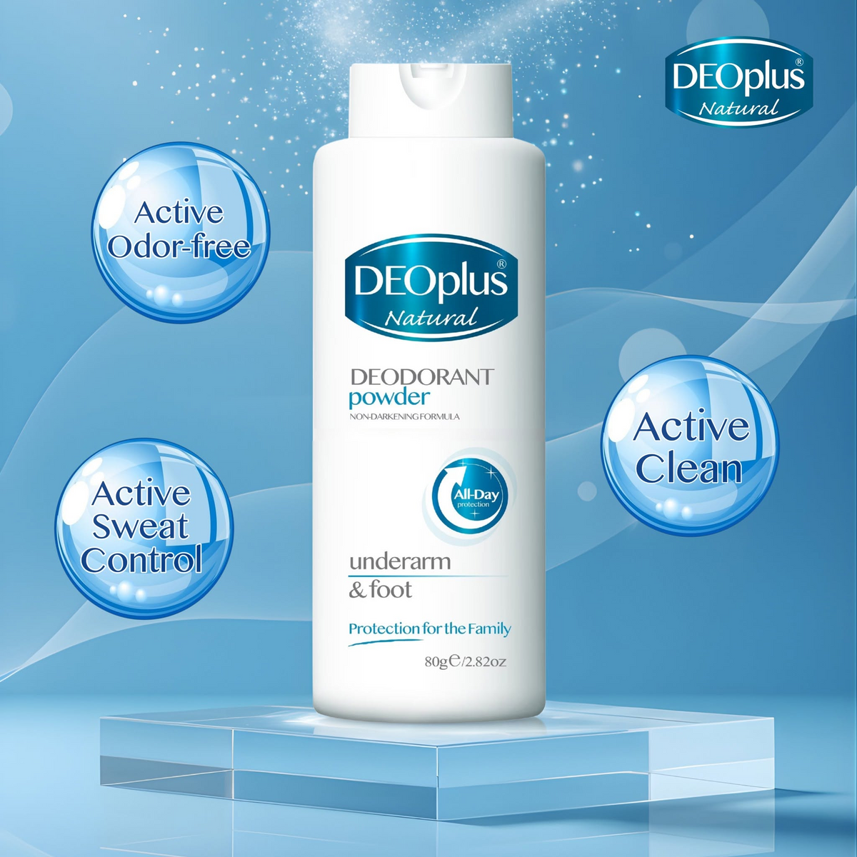 Deoplus Natural Tri-Active System Deodorant Powder - 80g