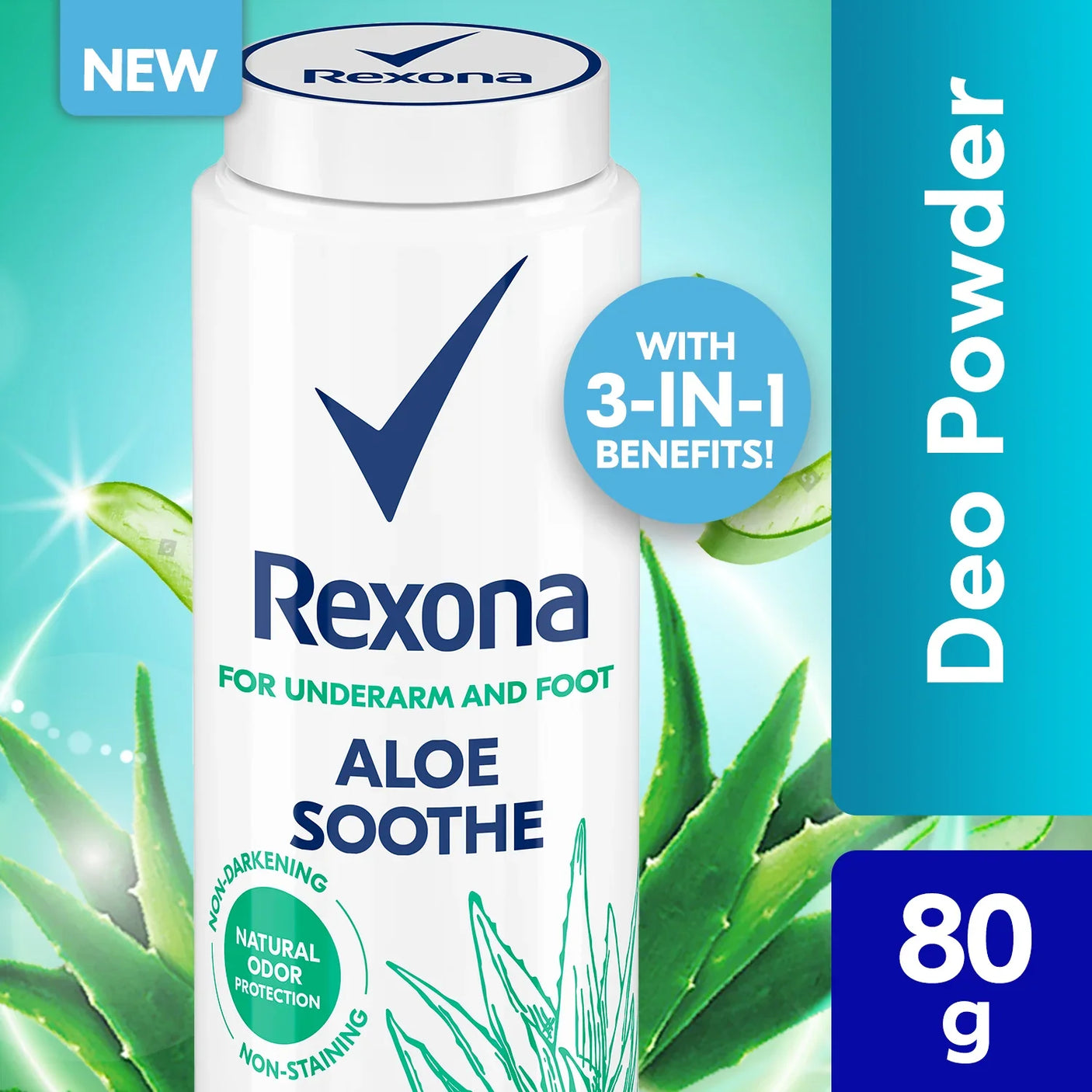 Rexona Aloe Soothe Deo Powder For Underarm & Foot - 80g