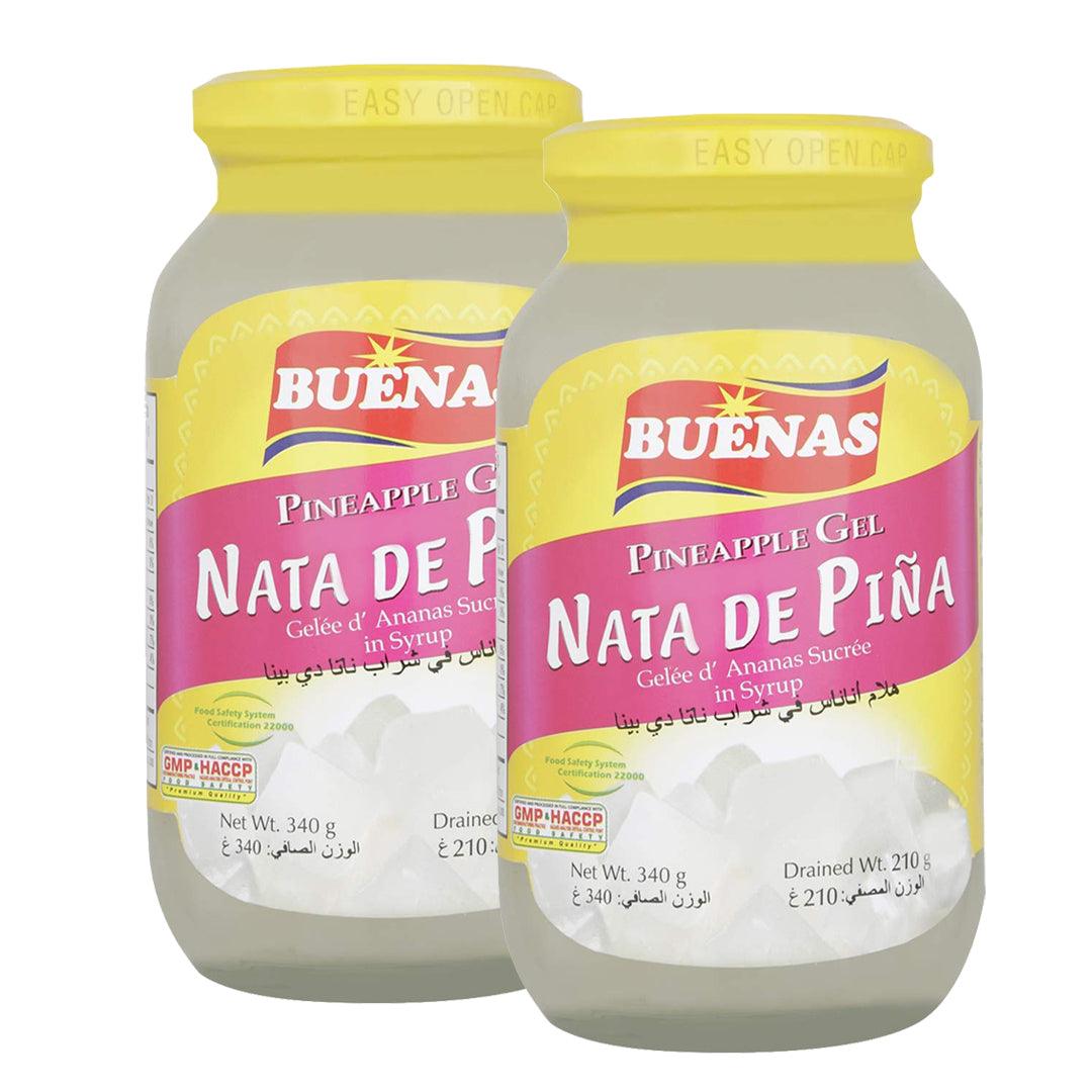 BUENAS Nata De Pina Pineapple Gel in Syrup 340g × 2 Pcs (Offer)