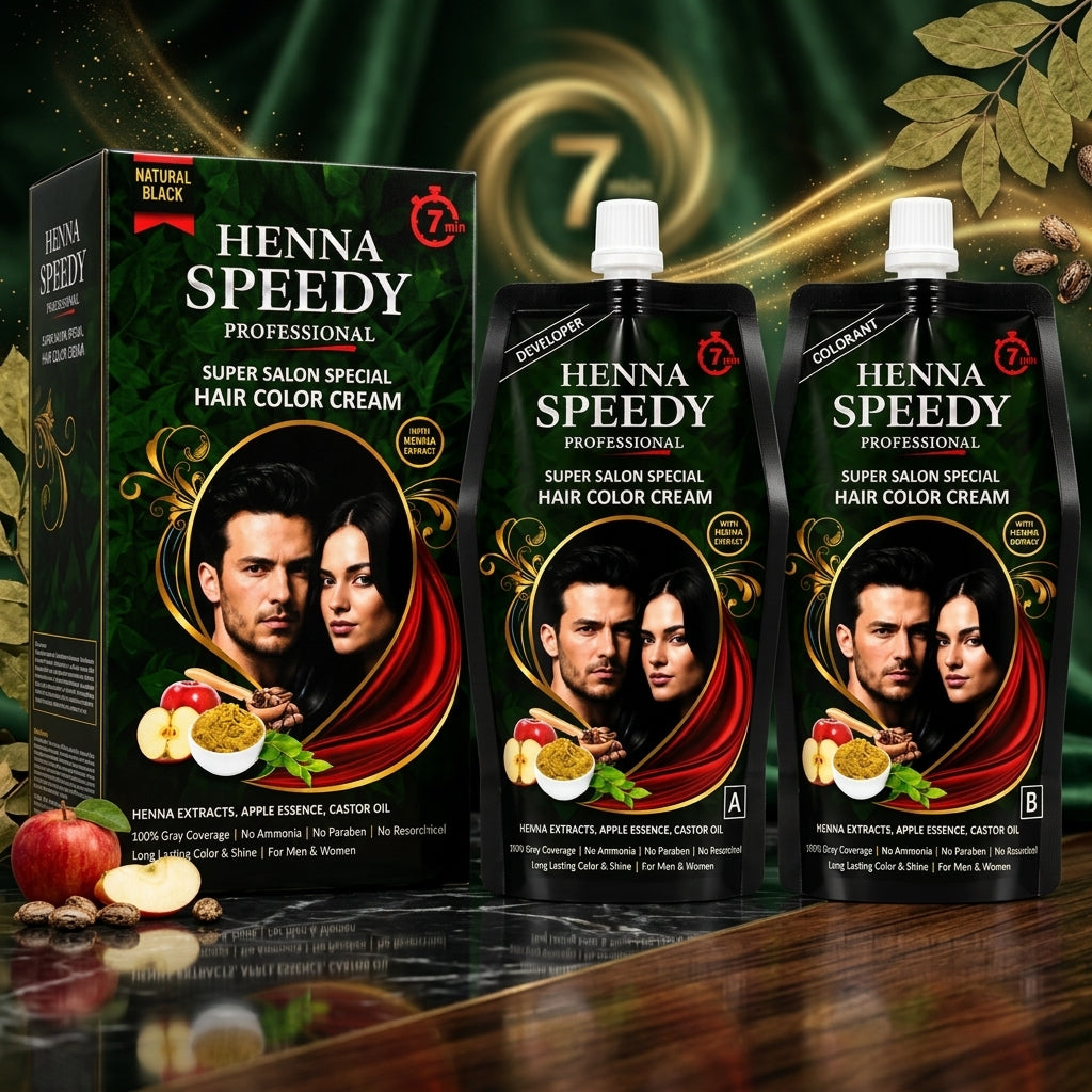 Henna Speedy Professional Hair Color Cream Natural Black - 500ml+500ml
