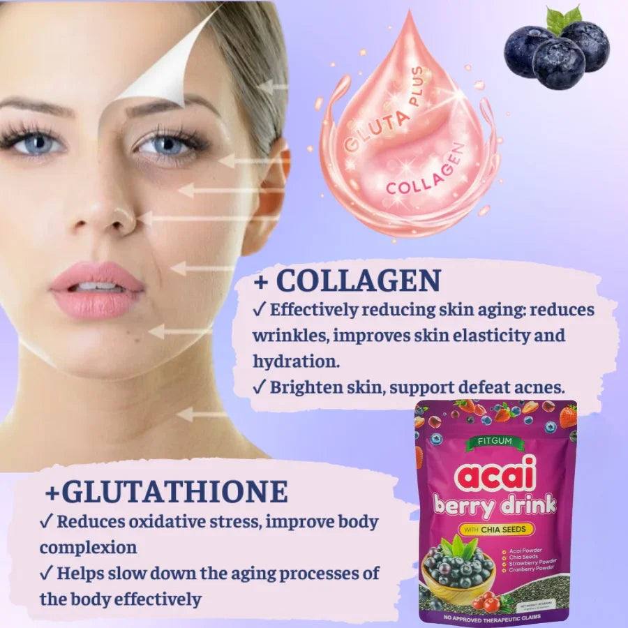 Fitgum Acai Berry Drink With Chia Seeds - 40g (4g x 10 Sachets)