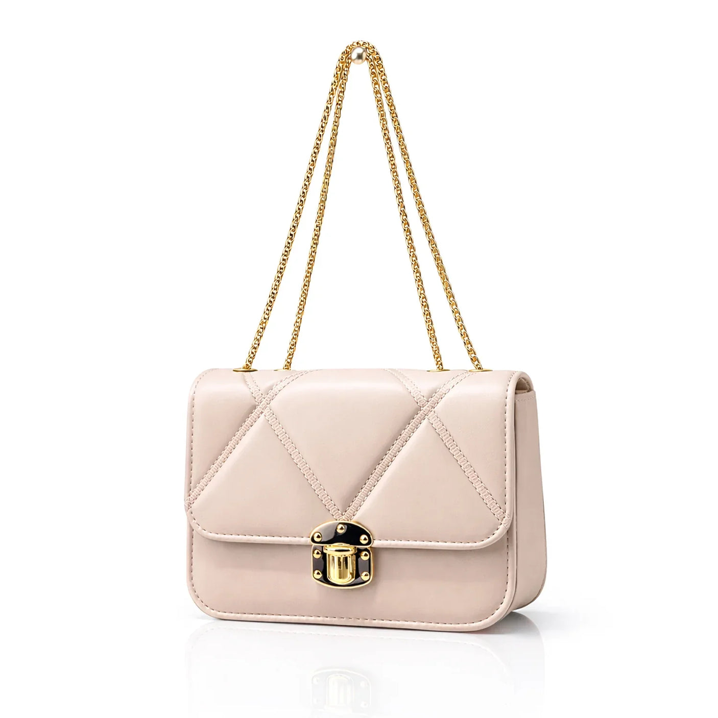 Women's Quilted Crossbody Bag with Gold Chain Strap - B102