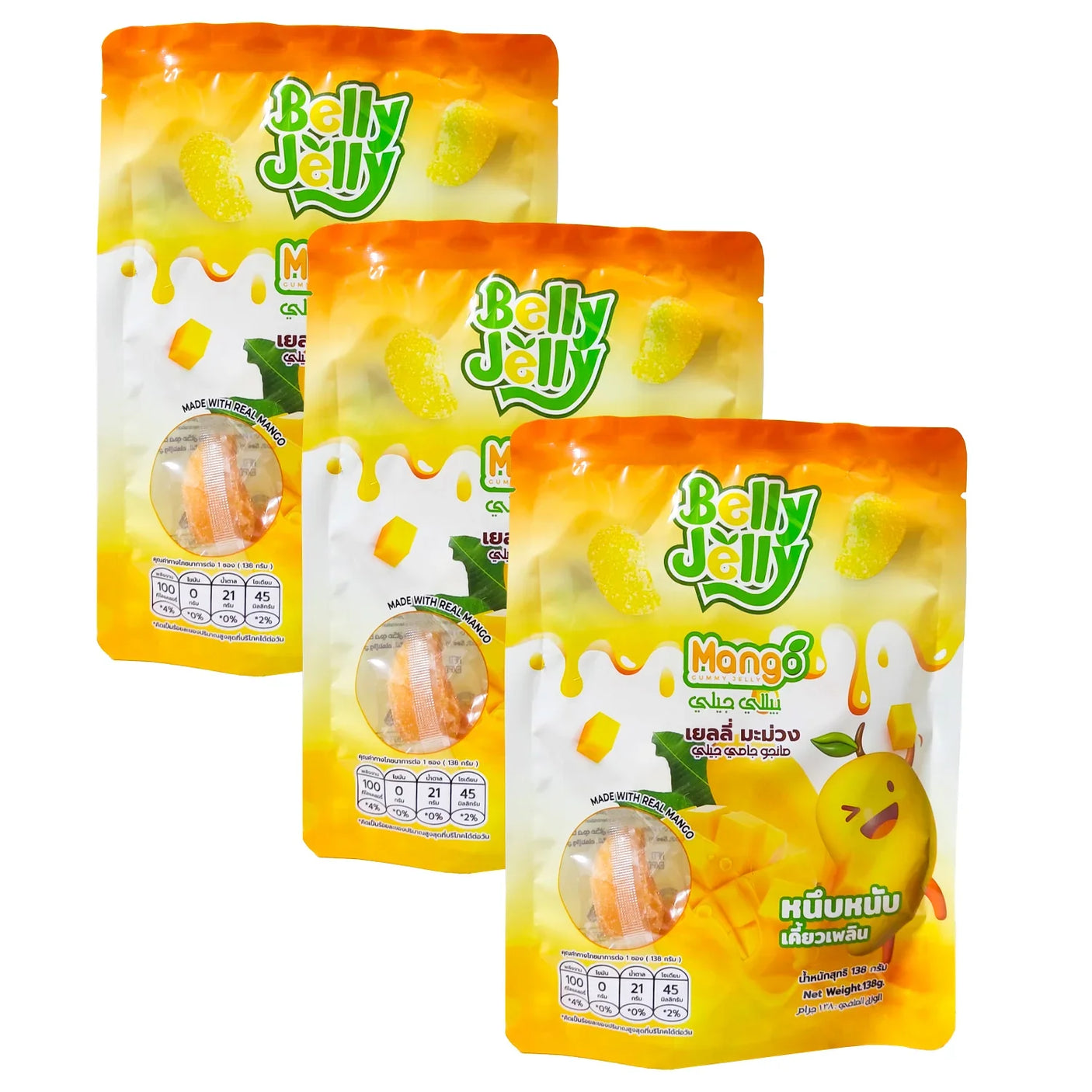 Belly Jelly Mango Made With Real Mango - 3Pcs × 138g (Offer)