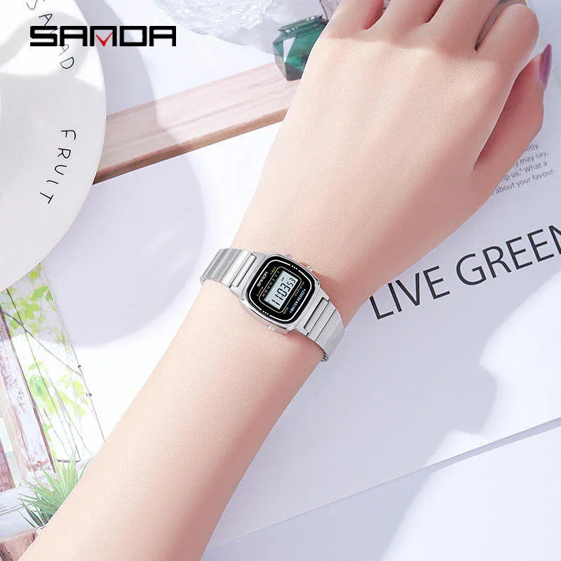 SANDA Women Classic Stainless Steel Digital Watch - #6053