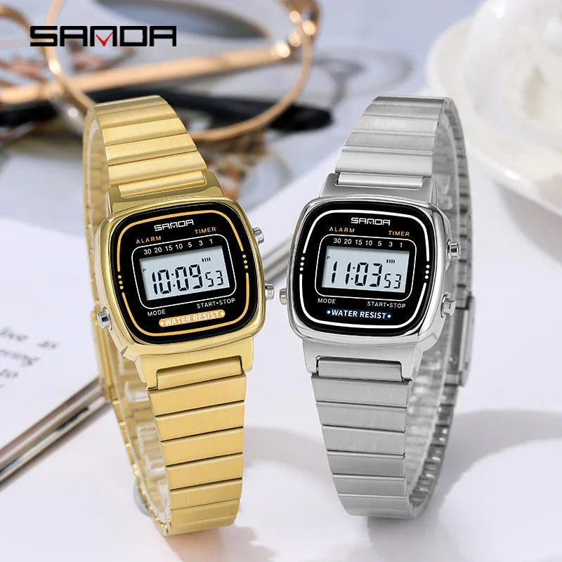 SANDA Women Classic Stainless Steel Digital Watch - #6053