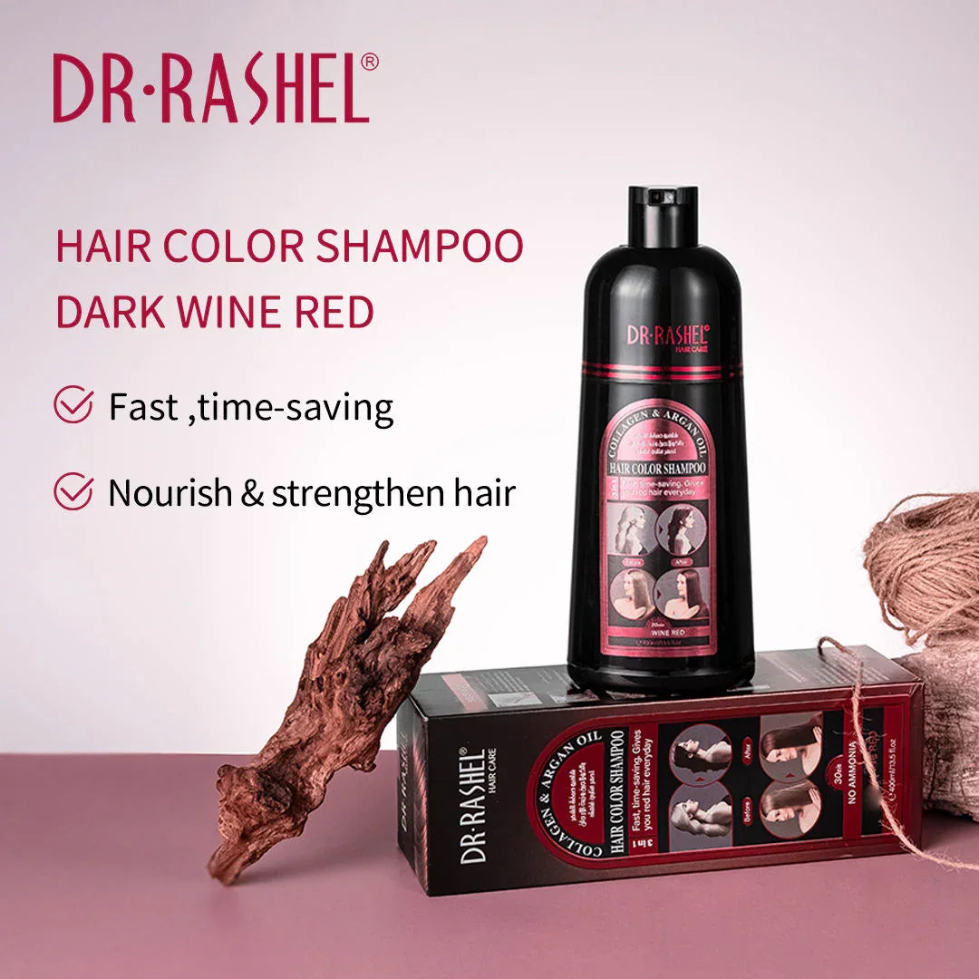 Dr.Rashel Hair Color Shampoo Wine Red - 400ml