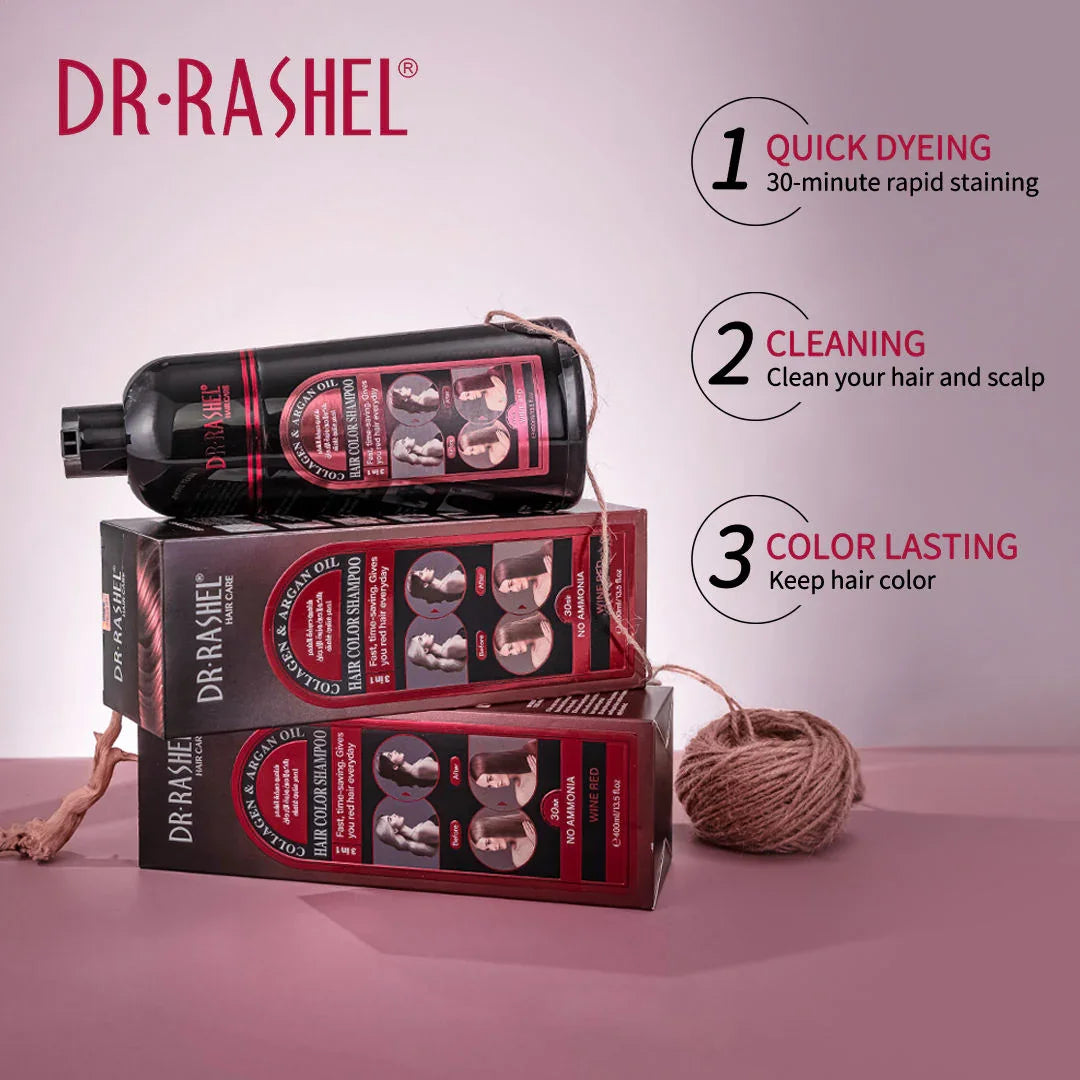 Dr.Rashel Hair Color Shampoo Wine Red - 400ml