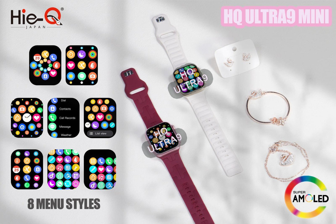 ساعة ذكية Hie-Q + 4 مجوهرات بأربعة أحزمة - HQ U9 Mini