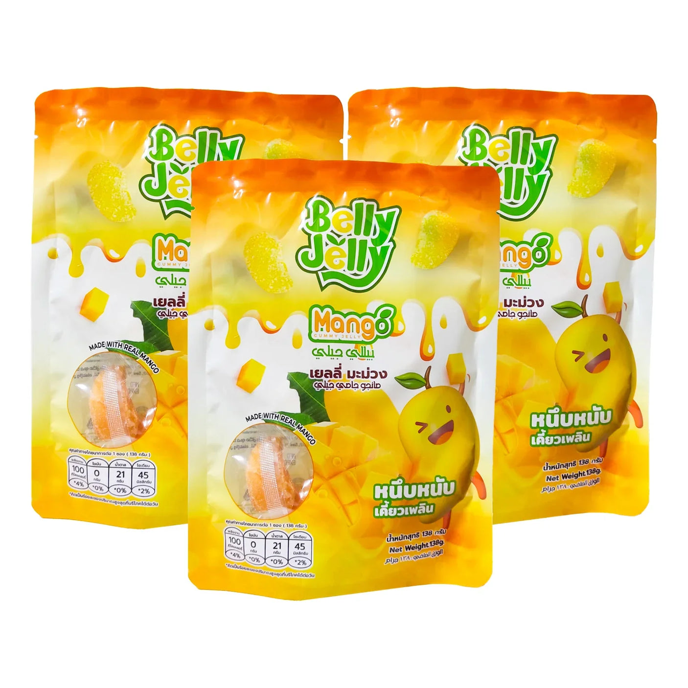 Belly Jelly Mango Made With Real Mango - 3Pcs × 138g (Offer)