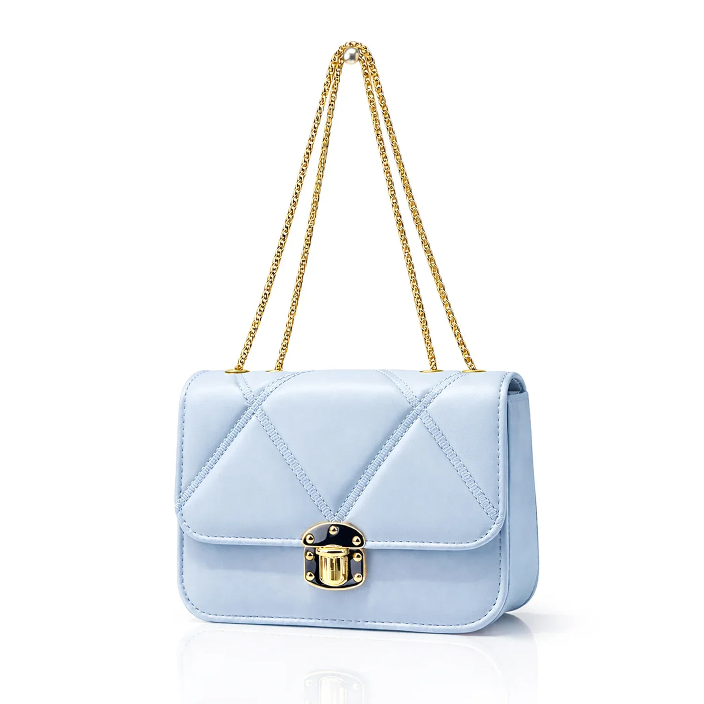 Women's Quilted Crossbody Bag with Gold Chain Strap - B102