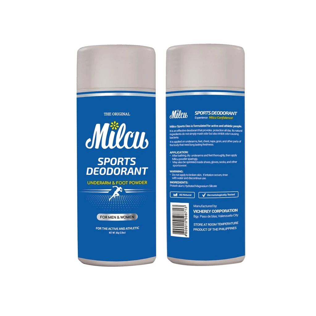 Milcu Sports Deodorant For Underarm & Foot Powder - 80g