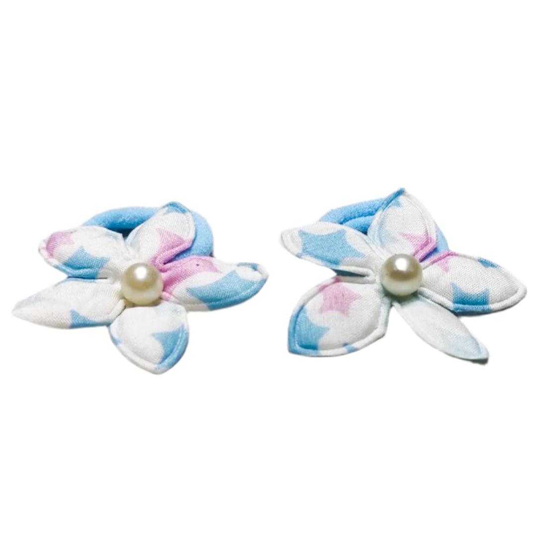 Stretchy Rubber Flower Hair Ties - 12 Pcs