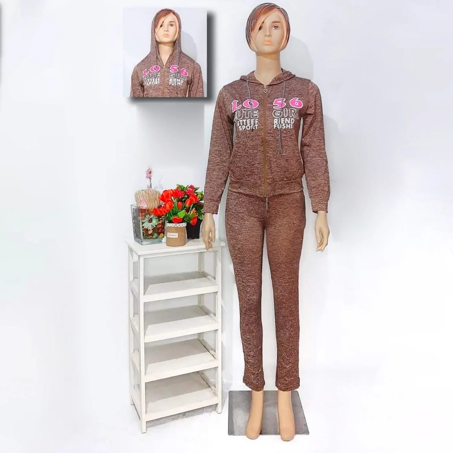 Qiaoling Lightweight Marled Zip-Up Hoodie Set