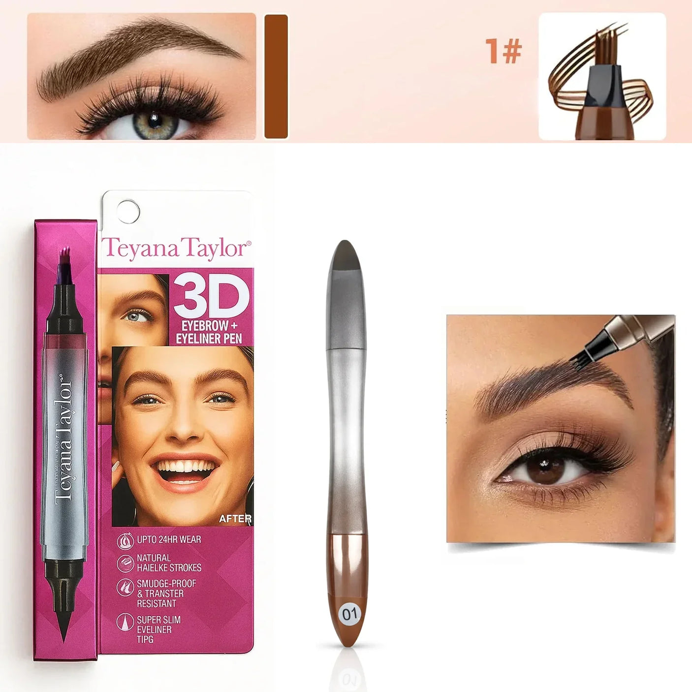 تيانا تايلور قلم تيانا تايلور 3D Eyebrow + Eyeliner Pen - 2 مل
