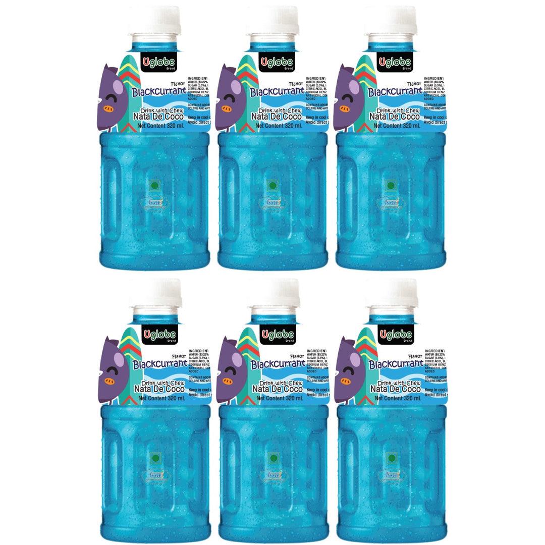 Uglobe Blackcurrant Juice Drink With Chew Nata De Coco - 320ml X 6 Pcs