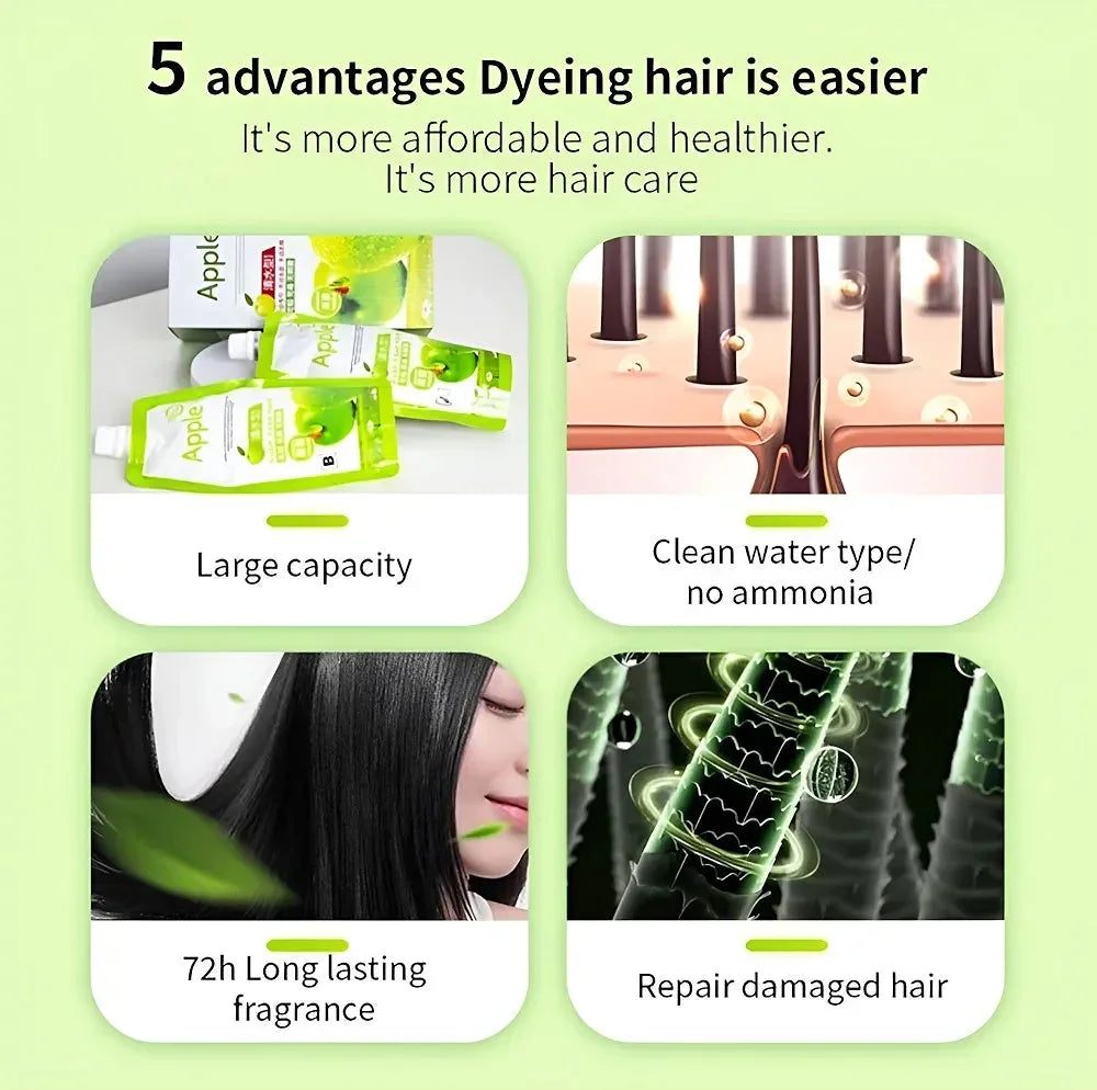 Apple Ammonia Free Black Hair Cream 72H - 500ml+500ml