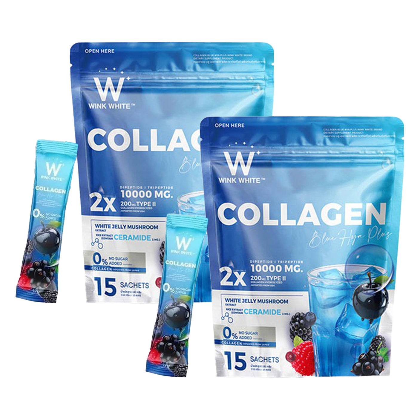 Wink White Collagen Blue HYA Plus - 12g × 15 Sachets (1+1) Offer