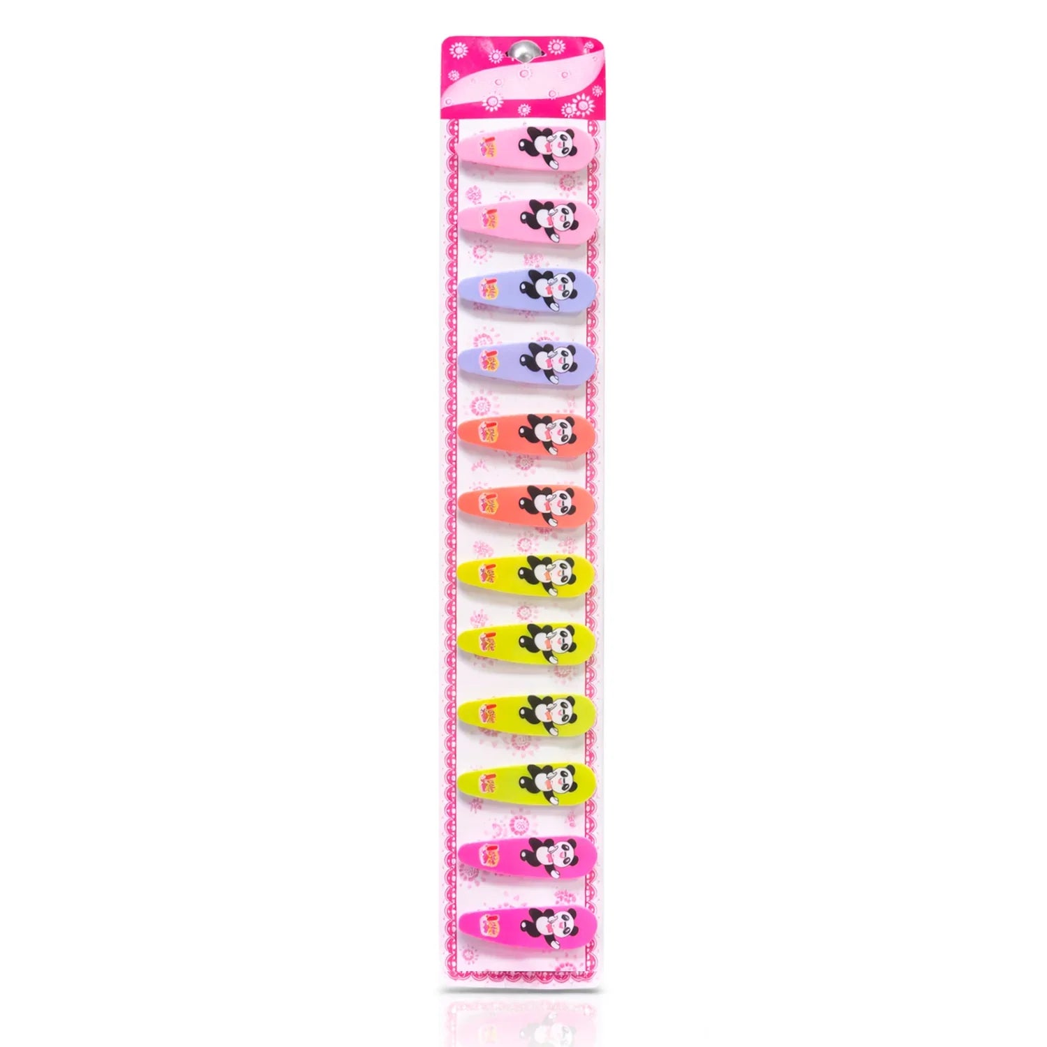 Korean Design Panda Tic Tac Hair Clips - 12 Pcs