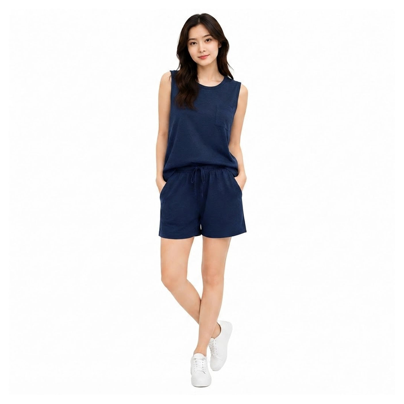 Two-Piece Sleeveless Tank Top and Shorts Loungewear Set
