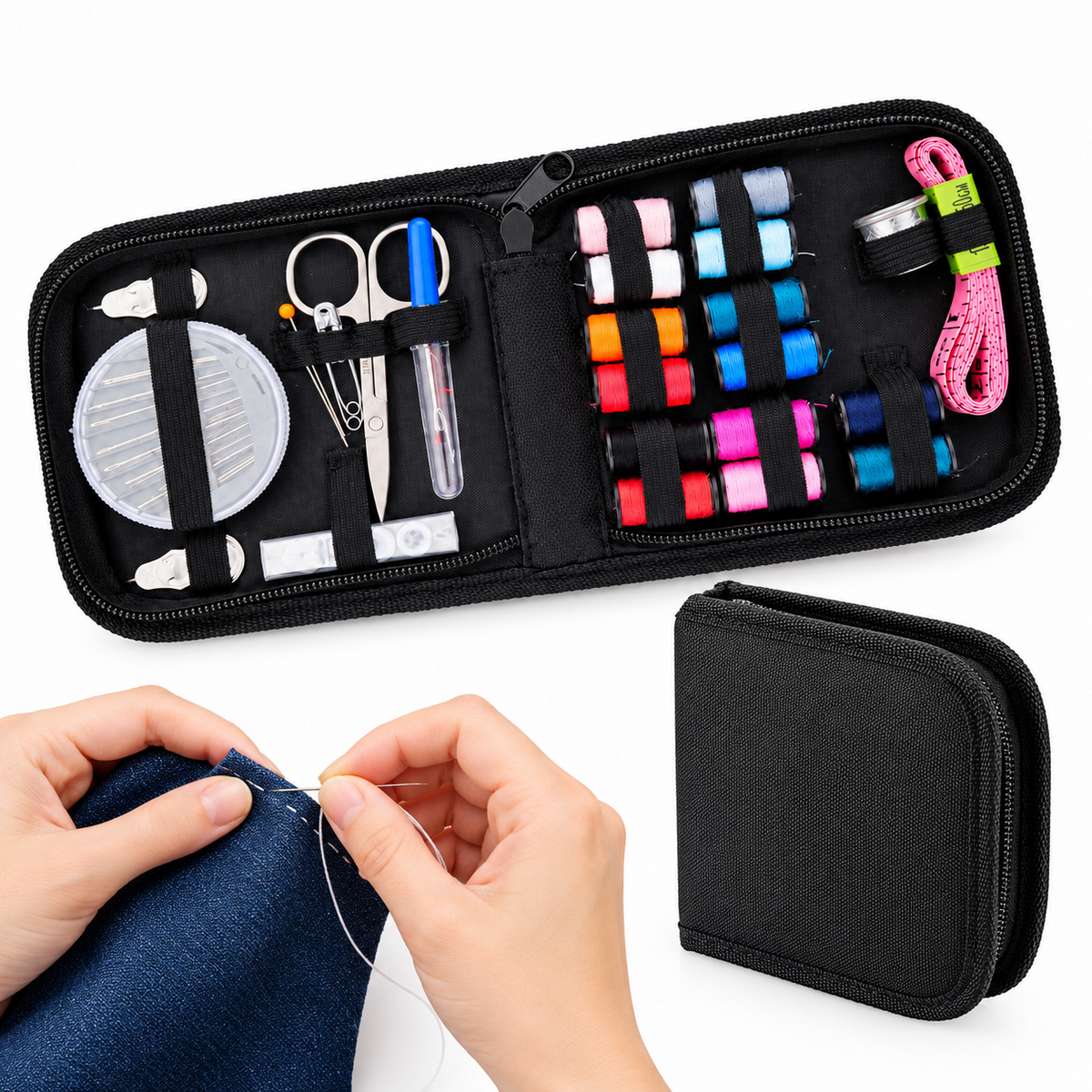 Portable Zippered Mini Sewing Toolkit