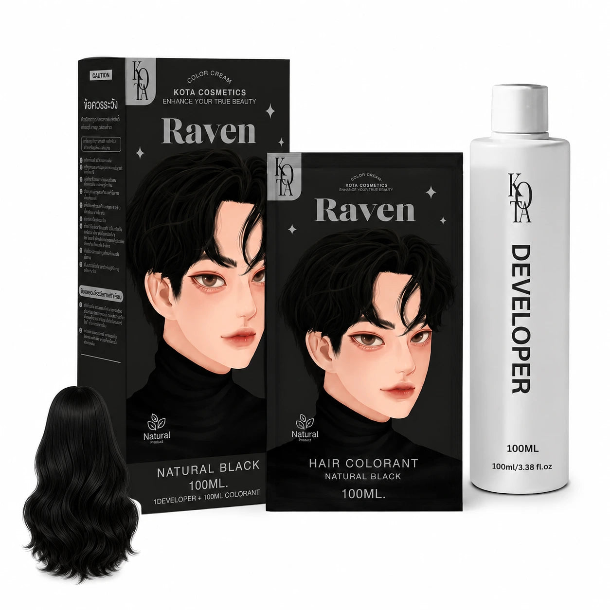 Kota Cosmetics Raven Thailand Hair Color Natural Black - 100ml + 100ml