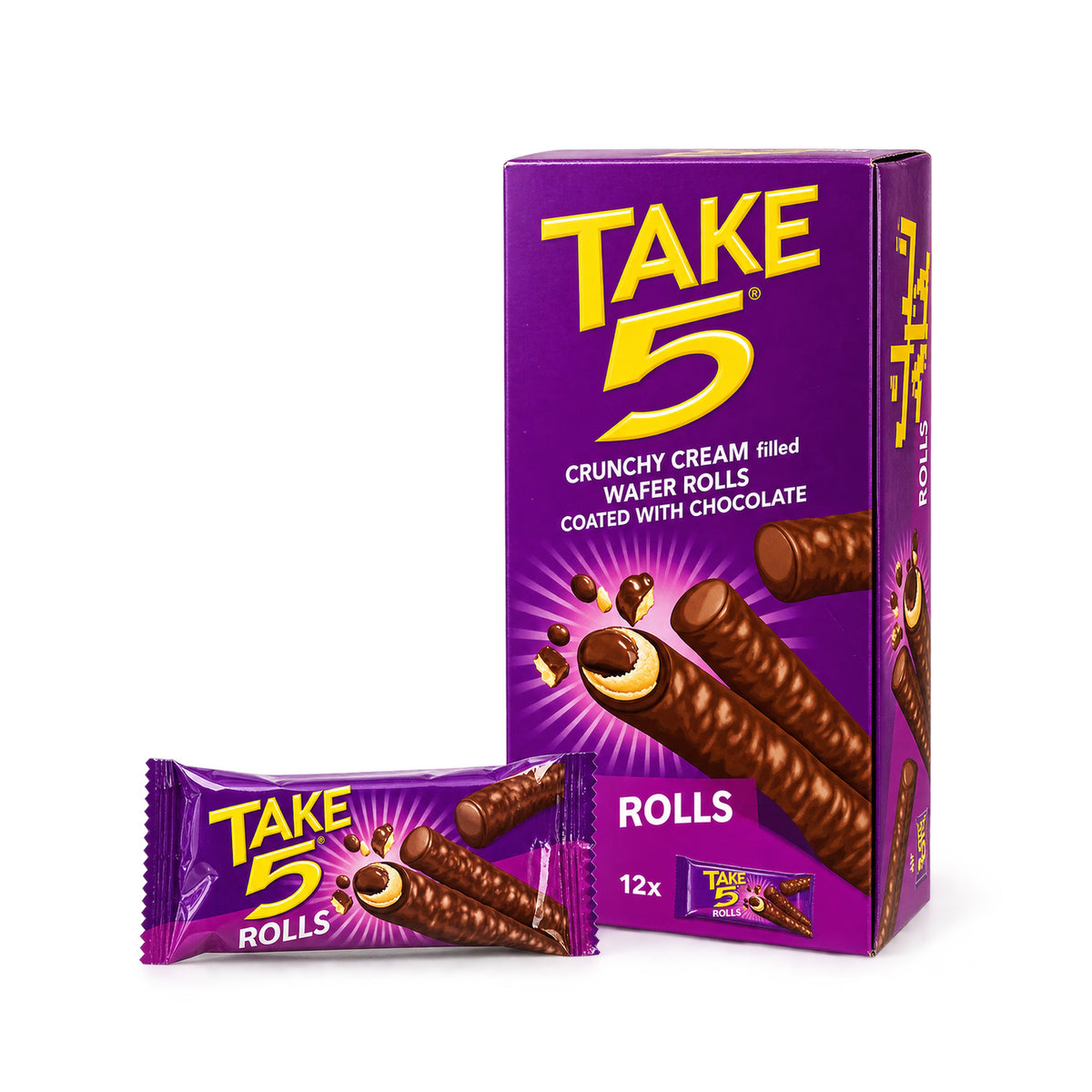 Take 5 Chocolate Coated Cream-Filled Wafer Rolls - 12Pcs