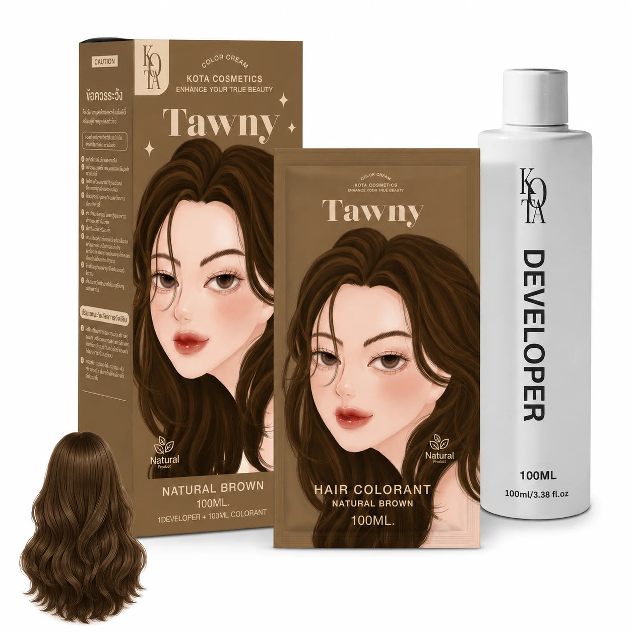 Kota Cosmetics Tawny Thailand Hair Color Natural Brown - 100ml + 100ml