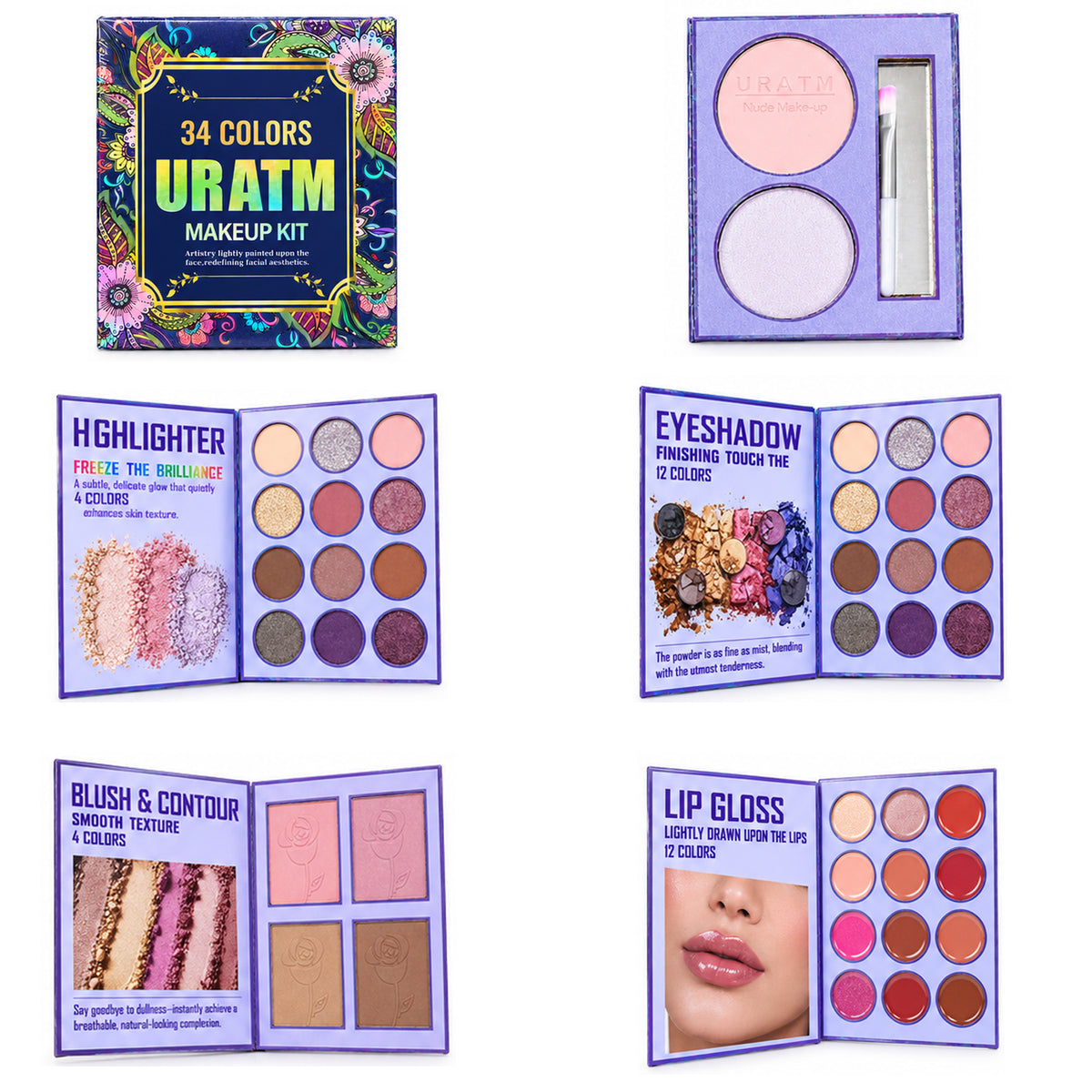 Uratm 34 Shades Complete Makeup Kit - U008