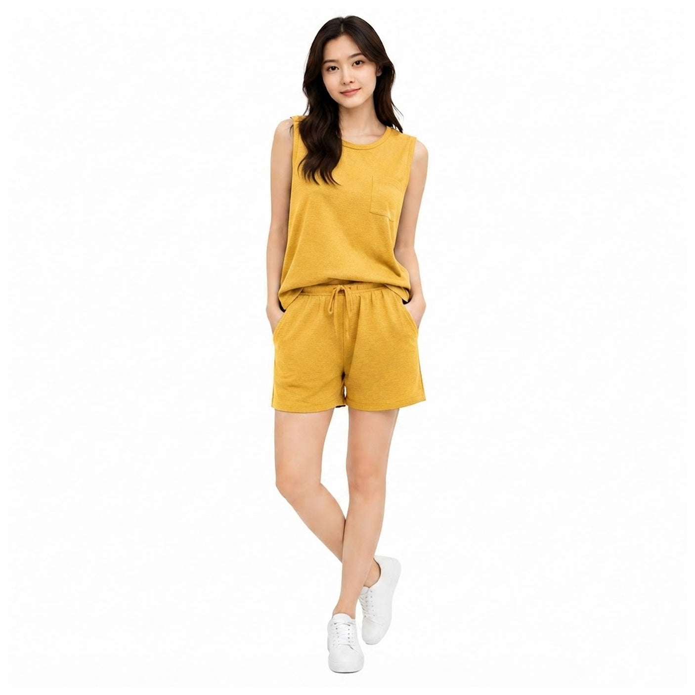 Two-Piece Sleeveless Tank Top and Shorts Loungewear Set