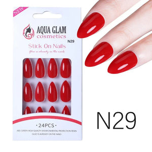 Aqua Glam Nails - Ready to Stick (N Series) - 24 Pcs - Pinoyhyper