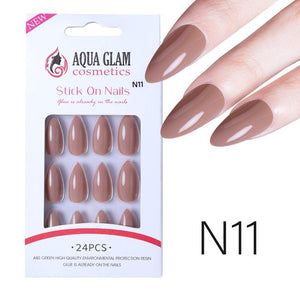 Aqua Glam Nails - Ready to Stick (N Series) - 24 Pcs - Pinoyhyper