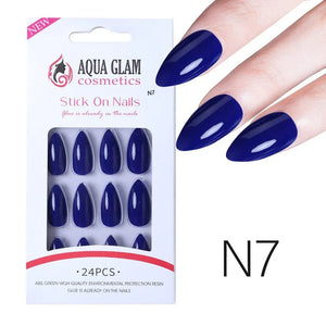 Aqua Glam Nails - Ready to Stick (N Series) - 24 Pcs - Pinoyhyper