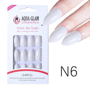 Aqua Glam Nails - Ready to Stick (N Series) - 24 Pcs - Pinoyhyper