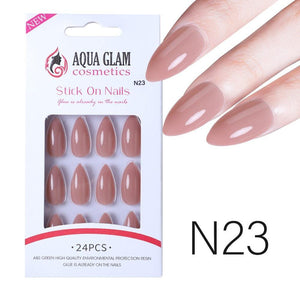 Aqua Glam Nails - Ready to Stick (N Series) - 24 Pcs - Pinoyhyper
