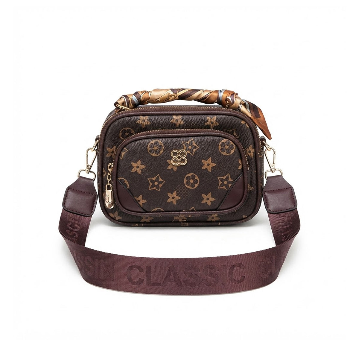 Monogram Wide-Strap Crossbody Bag - 500