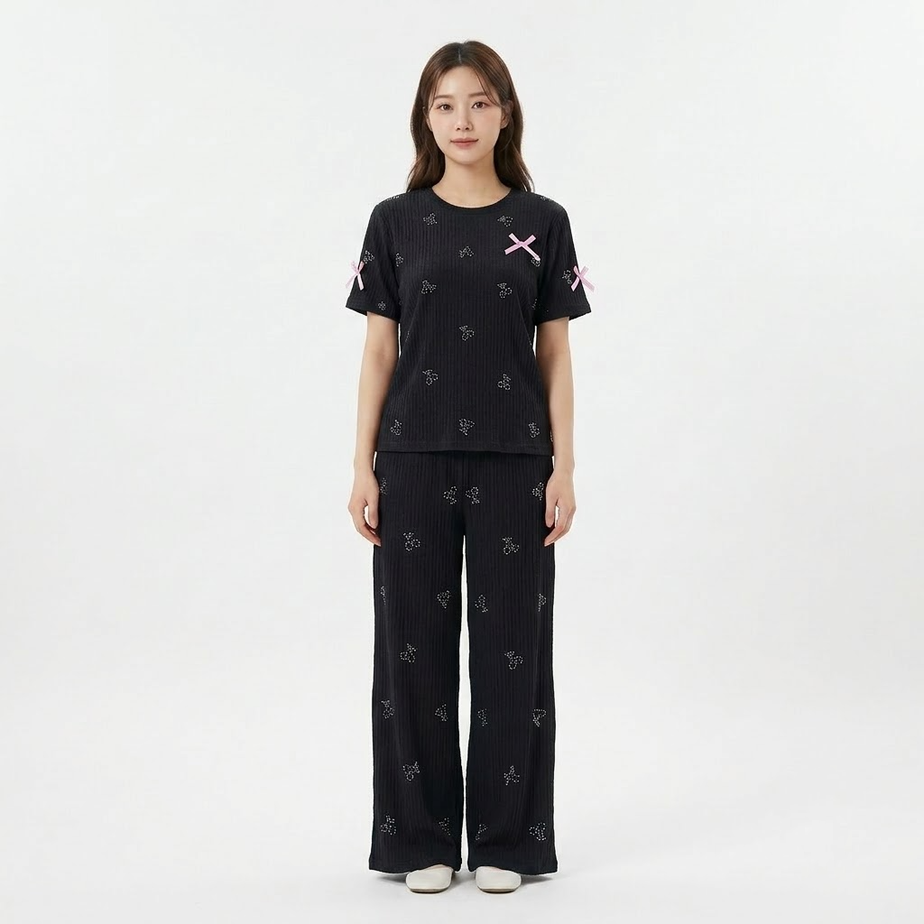 Women’s Stone Work Pajama 2pcs Set - KR032