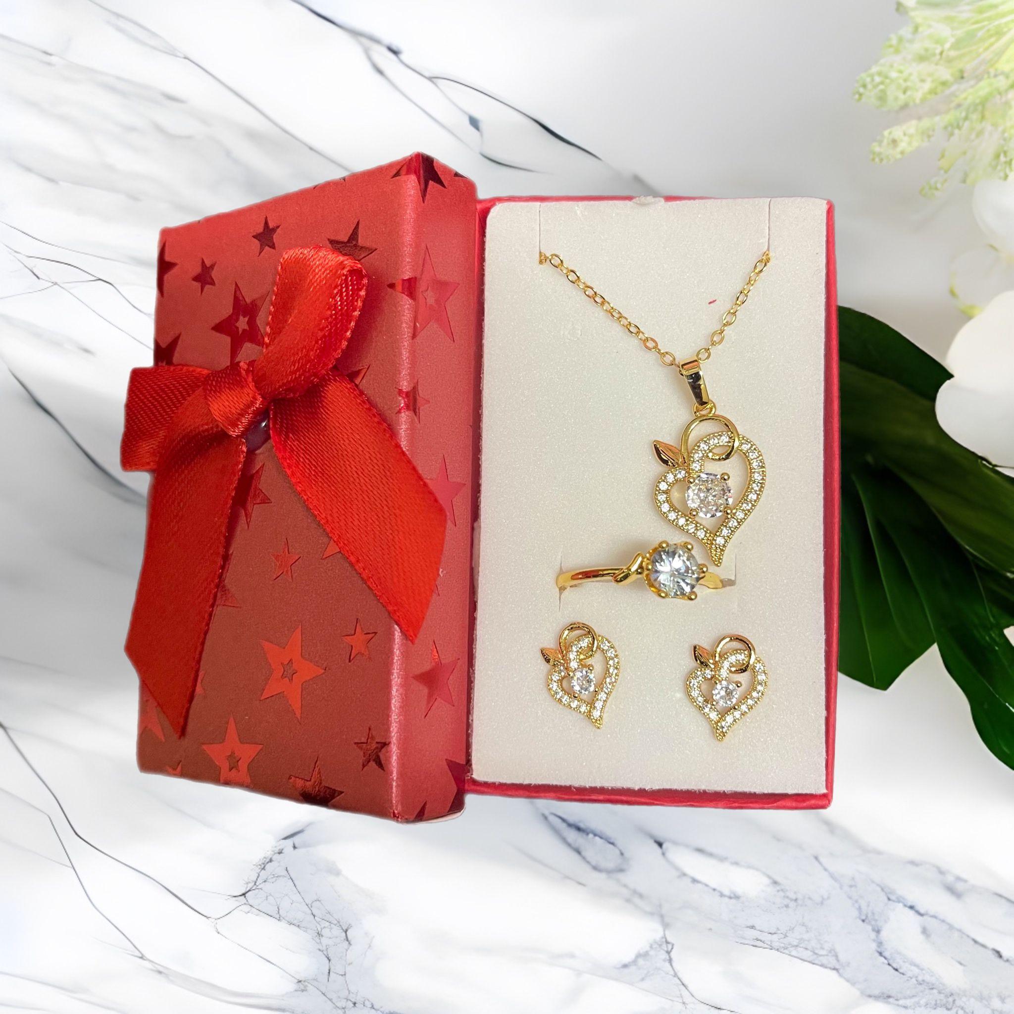 BT Jewelry Gold Plated 3in1 Earrings Necklace & Ring Set - Pinoyhyper